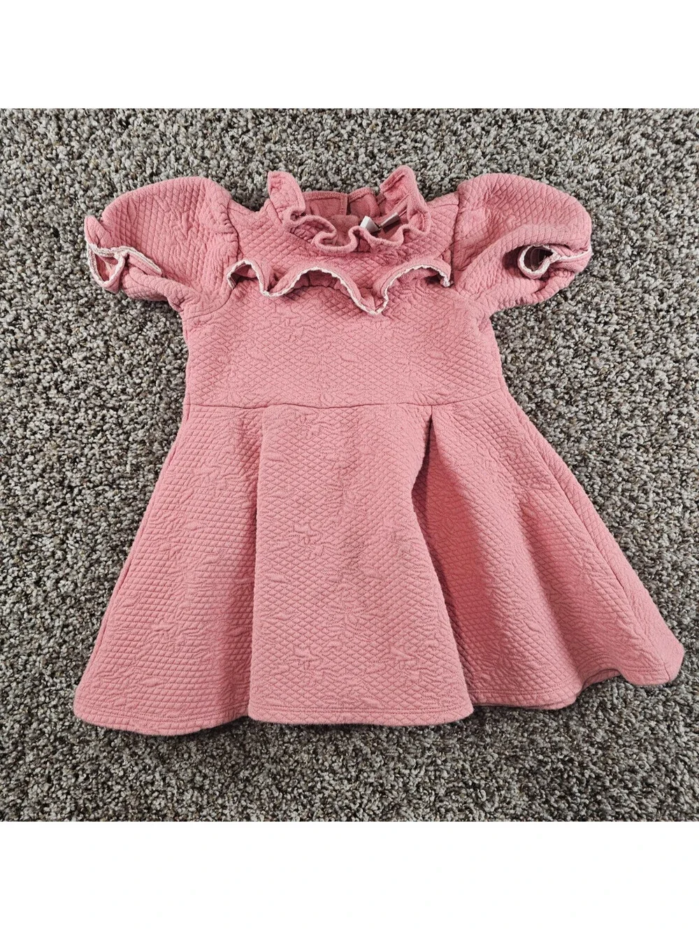 Janie and Jack Toddler Girls Sz 2T Rose Pink Ruffle Jacquard A Line Dress